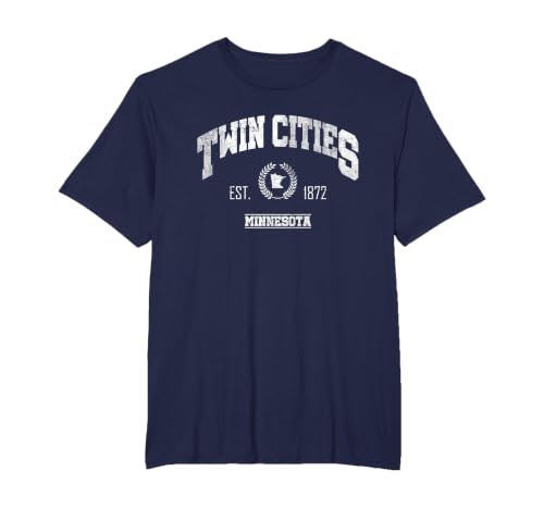 Twin Cities MN | Minnesota Throwback Sports T-Shirt, Men's Big and Tall, Navy Blue, 5X Tall