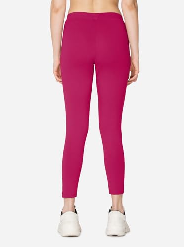 Image of VSTAR PL02 Women Ankle Length Stretchable Slim Fit Leggings with Secured Side Pocket | Moisture-Wicking | Soft Waistband & Cotton-Elastane Fabric | S | Strawberry