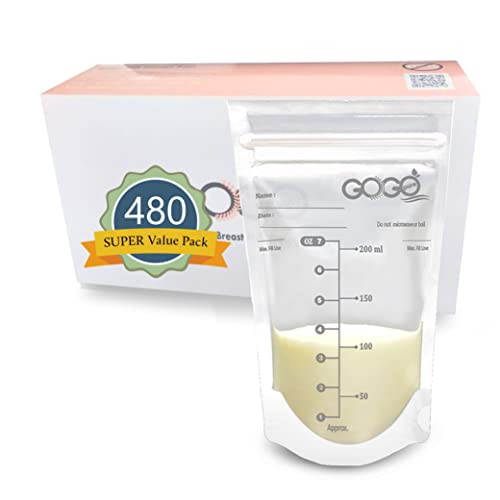 Image of 480 Count (8 Pack of 60 Bags) Super Value Pack Breastmilk Storage Bags - 7 OZ, EACH PRE-STERILIZED By Gamma Ray, BPA Free, Leak Proof Double Zipper Seal, Self Standing (60 Count (Pack of 8))