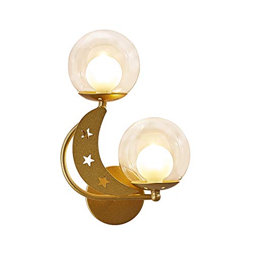 Wall Light Sconce BAYCHEER Left/Right Ball Wall Sconce Modern Style 2-Light Clear Glass Wall Mount Lamp Kit in Black/Gold for Restaurant Living Room Bathroom Gold Left