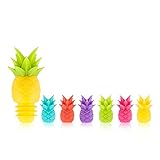 True Pineapple Wine Bottle Stopper with Wine Glass Charms, Bottle Stopper with Drink Markers Drink Charms, Home Bar Accessories, Multicolor Set of 7