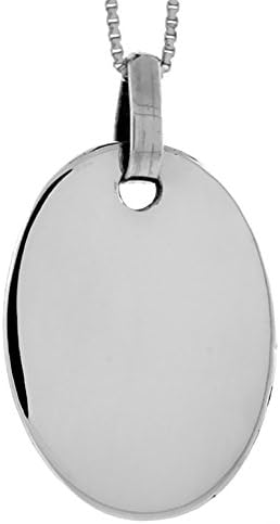 1 1/8 inch Sterling Silver Engraveable Disc Pendant for Men and Women 29mm Oval Handmade