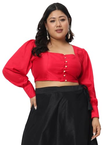Image of studio rasa Women's Plus Size Chroma Button Down Crop Top for Wedding Festive Party