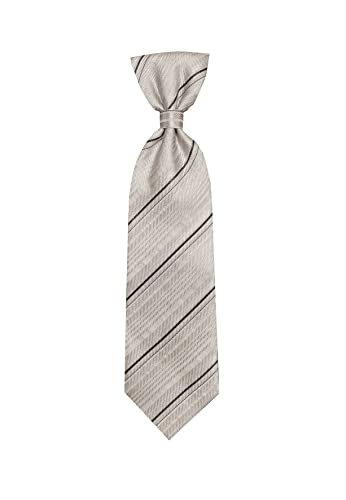 Remo Sartori - Cravattone Plastron Cravatta Sposo in Seta a Righe Grigia Lurex, Made in Italy, Uomo