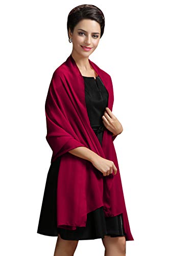Misshow Femme Chic Elégante Echarpe/Châle/Foulard/Etole/Pashmina Longue en Mousseline pour Soirée Mariage Cocktail Bordeaux