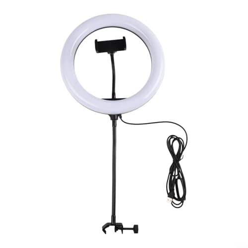 Anneau lumineux pour selfie, avec support de serrage en métal col de cygne, 3 modes de température de couleur, lumière de caméra LED, pour enregistrement vidéo, diffusion en direct (9 cm)