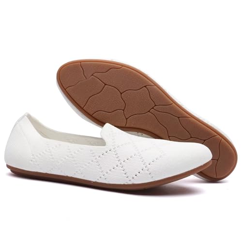 Image of poemlady Women's Ballet Flat Shoes Dress Shoes Knit Round Toe Slip On Ballerina Walking Flats Shoes for Woman Low Wedge Casual