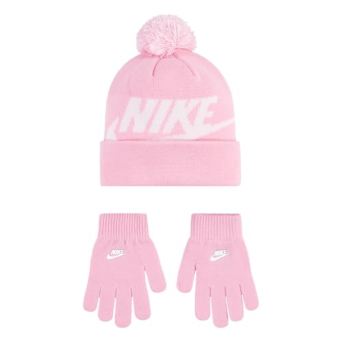 Bonnet à pompon et gants Nike pour fille rose taille unique