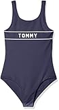  Tommy Hilfiger Swimsuit Traje de baño de una Pieza, Azul (Navy Blazer 416), 128 (Talla del Fabricante: 8-10) para Niñas