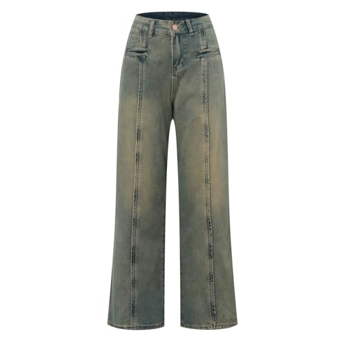 Vintage Baggy Jeans for Women Y2K High Waisted Aesthetic Clothing Teen Girls Homecoming Wide Leg Hiphop Streetwear3
