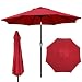 Blissun Patio Umbrella Aluminum Manual Push Button Tilt and Crank Garden Parasol (9ft Manual, Red)