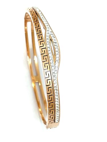 Bracelet, fabriqué à la main, 18 ct Œil d'Horus égyptien, design clé grecque, Bracelet Elite Grec en Méandre, bijou, 18 carats en or rose, vermeil 58,...