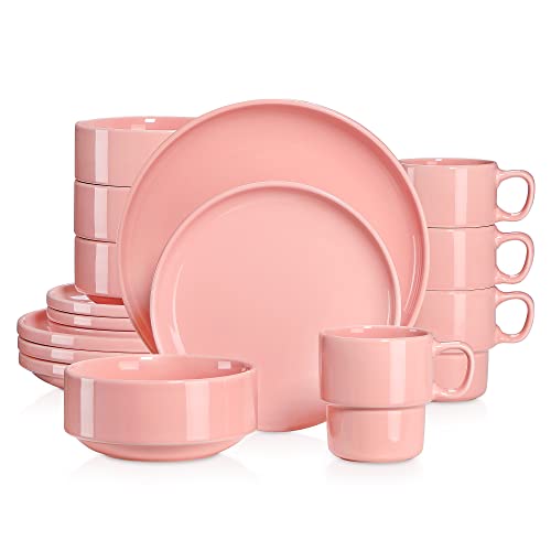LOVECASA Tafelservice porzellan, 16-teiliges Kombiservice Set, Ess...