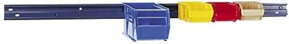 Quantum QRU-1W Wall Rail, 48"L x 5/8"W x 3"H, 125 Lbs Load Capacity, Accepts Multiple Bin Configurations, Gray Powder Coated Steel