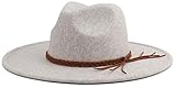 Pro Celia Big Wide Brim Women Fedora Hat Western Felt Large Panama Hat (Khaki)
