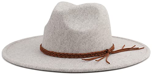 Pro Celia Big Wide Brim Women Fedora Hat Western Felt Large Panama Hat (Khaki) #TOP9