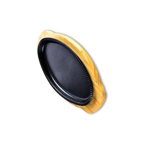 Davnjcka Steak plate Grill Grill Plate Cast Iron Double Ear Striped Steak plate(Roundness 27cm*16cm) Cover