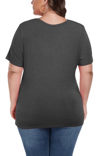 Image of ForHailey Women's Plus Size Short Sleeve Tee Shirt V Neck Basic Ladies Loose Fit T Shirt 1X-5X
