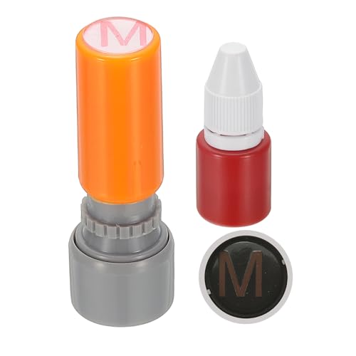 Image of PATIKIL Letter Stamps Self Inking, Character Alphabet M Teacher Initial Ink Stamp Red Ink for Class Notebook Scrapbooking DIY Craft, Orange
