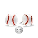 SmileBelle Sterling Silver Baseball Earrings for Women, Baseball Mom Easter Basket Stuffers Hypoallergenic Sport Stud for Fans Lovers as Softball Senior Night Stuffer Accessories Gifts