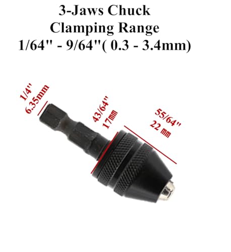 aiyun Drill Bit Adapter with 1/4 Hex Shank - 3Pcs Small Drill Chuck Extension for Impact Driver (0.6-8mm,0.3-3.6mmX2)