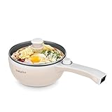 Dezin Hot Pot Electric Upgraded, Non-Stick Sauté Pan, Rapid Noodles Electric Pot, 1.5L Mini Portable Hot Pot for Steak, Egg, Fried Rice, Ramen, Oatmeal, Soup with Power Adjustment