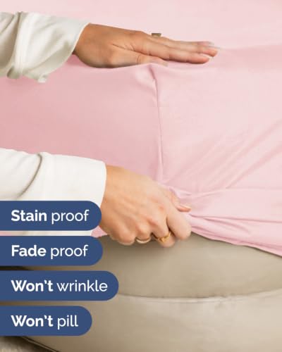 Image of Extra Deep Flex Top Split Head King Fitted Sheet - Hotel Luxury Single Fitted Sheet Only - Easily Fits 18 inch to 24 inch Mattress - Ultra Soft, Wrinkle Free w /Extra Deep Pockets - Baby Pink
