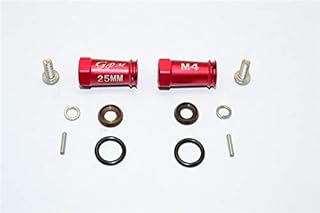 Axial SCX10 II (AX90046) / HPI Venture FJ Cruiser Upgrade Parts Aluminum Wheel Hex Adapters (4mm Hole & 25mm Width) - 1Pr Set Red