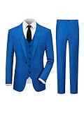 Haloumoning 3-teiliger formeller Anzug für Jungen, Blazer, Weste, Hose, Set, Smoking, Hochzeit, Party, Outfit, 5–14 Jahre, Blau, 13-14 Jahre
