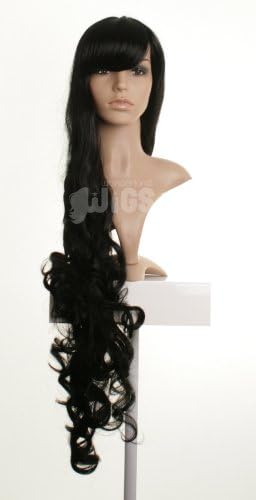 Extra Long Black Curly ladies Wig - - Premium Quality Synthetic Hair