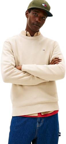 Tommy Jeans Tjm Slim Ess Sweater Ext DM0DM21787 Pullover Maglione, Beige (Sabbia Golfo), XS, Beige (Sabbia del Golfo), XS