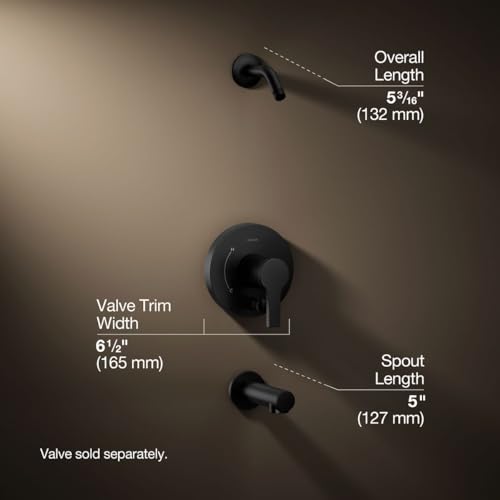 Kit de grifería para bañera y ducha Elate Rite-Temp de Kohler TLS35327-4-BL con desviador de botón pulsador, color negro mate, sin duchero miniatura 3