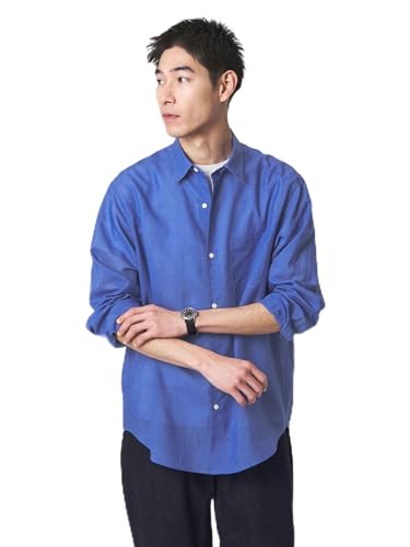 [ユナイテッドアローズ グリーンレーベル リラクシング] ラミー ミックス ジャストルーズ 長袖 シャツ 32111000013 7590 COBALT(75) XL