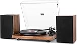 1 BY ONE Bluetooth Turntable Hi-Fi System with 36 Watt Bookshelf Speakers, Vinyl Record Player with Magnetic Cartridge