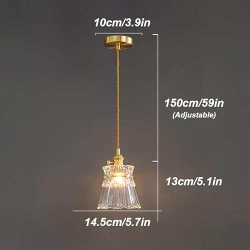 Nordic Glass Lampshade Pendant Light with E26/E27 Brass Base Lamp Single Heads Bedroom Decorative Hanging [5]