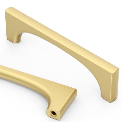 Asidrama 10 Pack 4 Inch(102cm) Brushed Gold Cabinet Pulls Heavy-Duty Solid Kitchen Cabinet Handles Gold Dresser Drawer Hardware for Bathrooms Cabinets