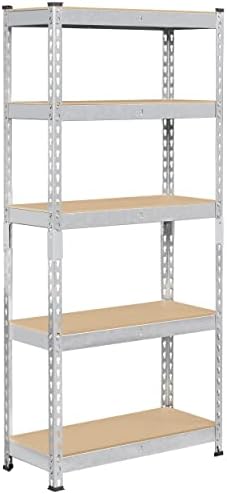 Topeakmart 5-Tier Utility Shelves, Metal Storage Shelves Garage Shelving Unit Adjustable Garage Storage Shelves Storage Racks Heavy Duty Shed Shelving- Silver, 27.5 x 12 x 60 Inch