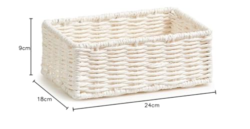 Zeller 18094 Aufbewahrungskörbchen, 2-er Set, Papiergeflecht, weiß, 24 x 18 x 9 cm