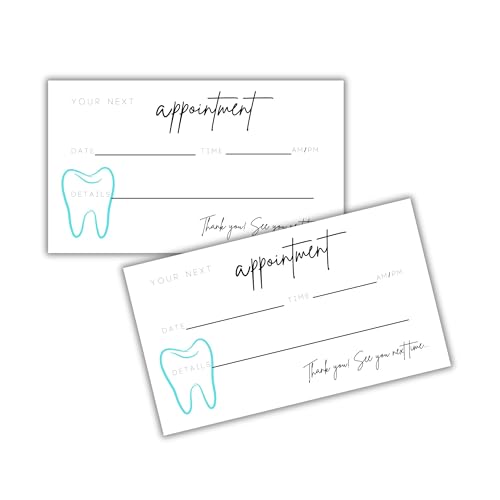 Lashicorn Dental Appointment Reminder Cards | Physical Printed 2x3.5” inches Business Card Size | White and Black with Tooth Design Dentist Office Supplies Dentist Appointment Card