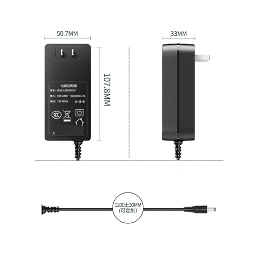 Transformateur 12V 5A DC 5.5x2.1mm mâle pour caméra de surveillance et routeur - 3