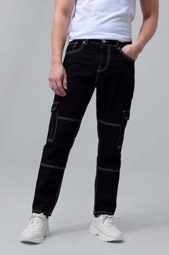 Image of SNITCH Men Mid Rise Heft Cargo Baggy Jeans