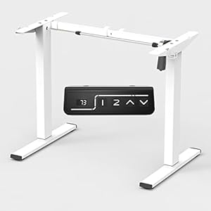 Height Adjustable Standing Desk Frame, Electric Sit Stand Desk Base with Automatic Memory Smart，Handset Ergonomic Standing Desk Base Workstation Frame for 40” to 63” Desk Tops（white Frame）