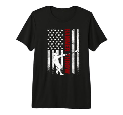 Hammer Throw American Flag Distressed USA Patriotic Premium T-Shirt