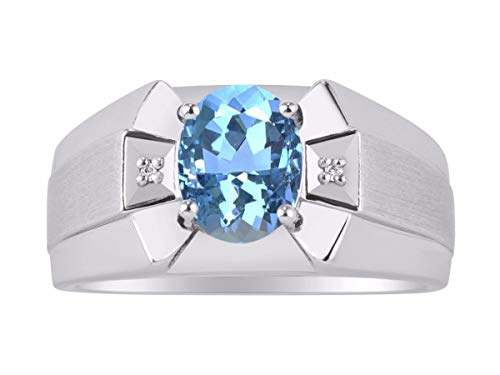 Bague topaze bleue ovale classique RYLOS avec diamants et pierre de naissance de décembre