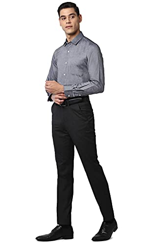 Image of Men Grey Solid Formal Trousers