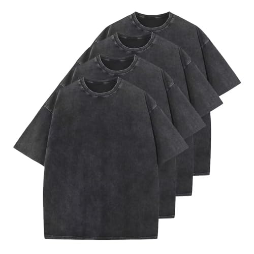 Men's Plus Size T-Shirts Oversized Acid Wash T-Shirts Crew Neck