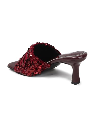 Image of ELLE Women's Sequin-Embellished Square-Toe Heeled Sandals