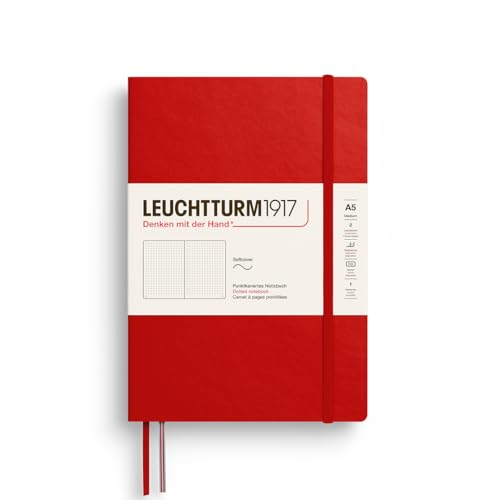 LEUCHTTURM1917 373994 Notizbuch Medium (A5), Softcover Schreibbuch, 123 nummerierte Seiten, Cherry, dotted