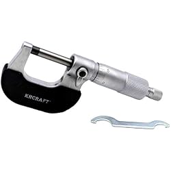 KHCRAFT Professional Outside Micrometer Solid Metal Frame Hardened Chromeplated 0-1”x0.001” for Precision Measurements Packed in Storage Case