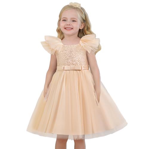 Nileafes Flower Girls Tulle Princess Dress Party Wedding Pageant Ball Dresses Size140 (7-8 Years,065-Yellow)